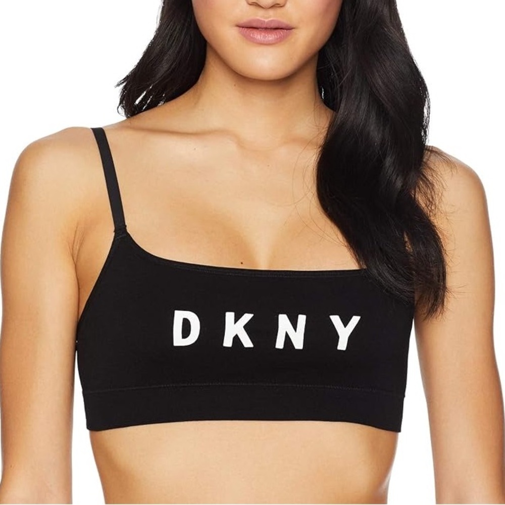 DKNY Seamless Scoop Logo Graphic Bralette With Adjustable Straps Size Large